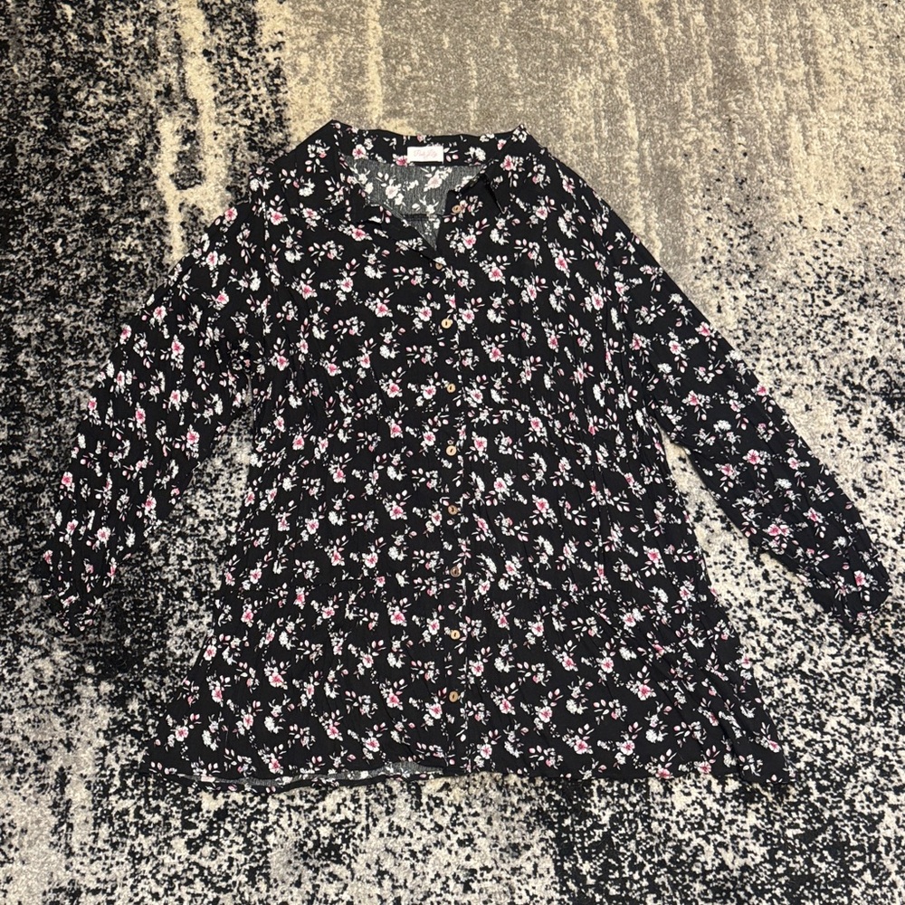 Pink Lily Black Floral Mini Dress